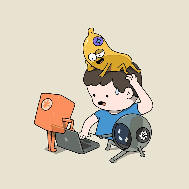 A person trying to juggle multiple AI models to accomplish a task.