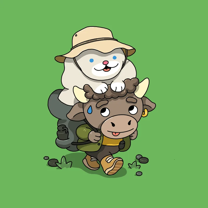 A chock and a moo on a hike
